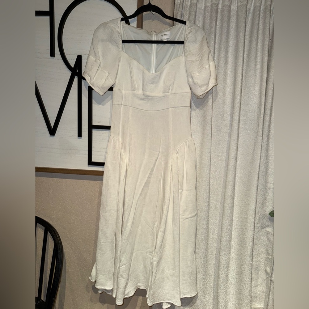 Who What Wear Lee textured midi dress in cream color